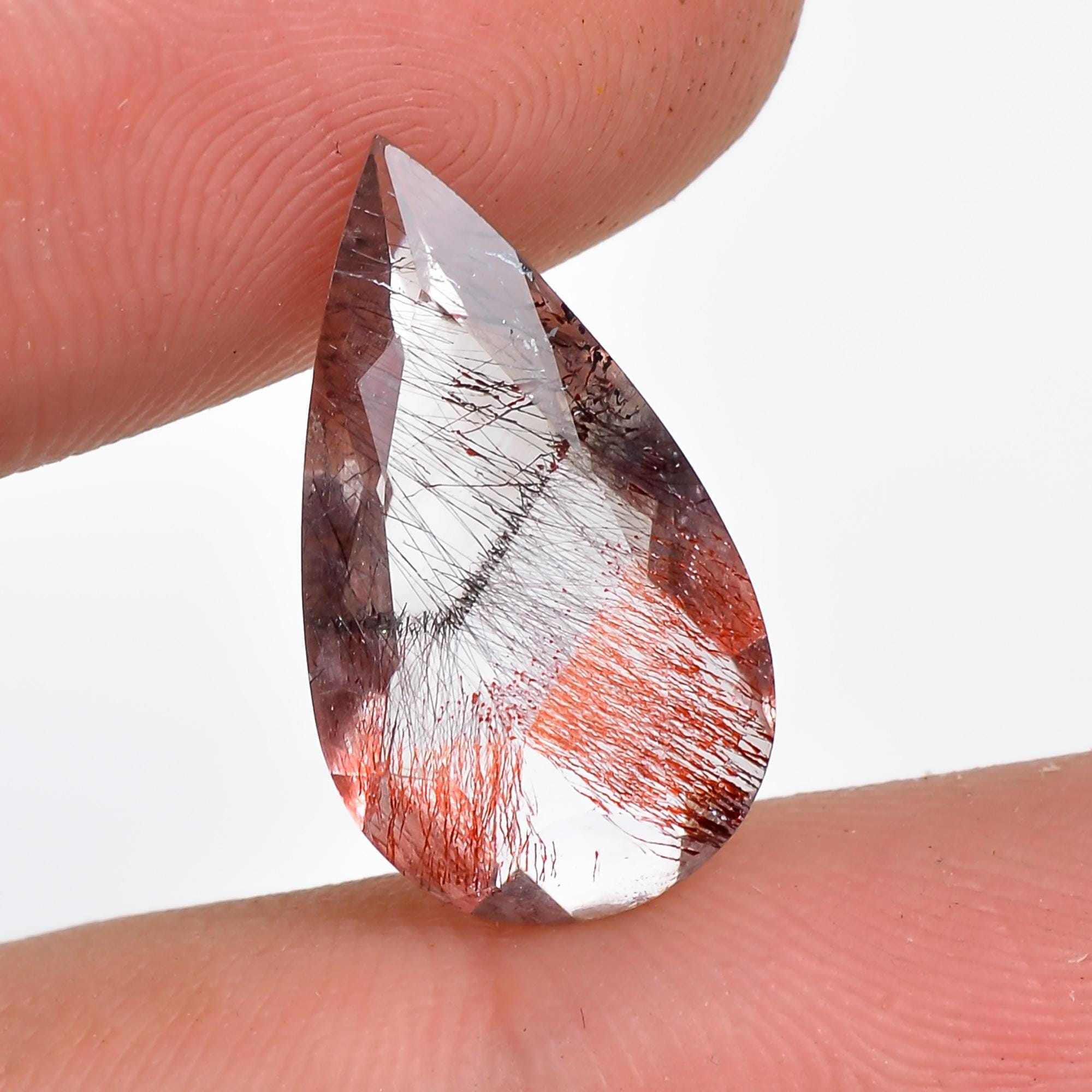 natural elestial quartz pear shape cut stone loose gemstone